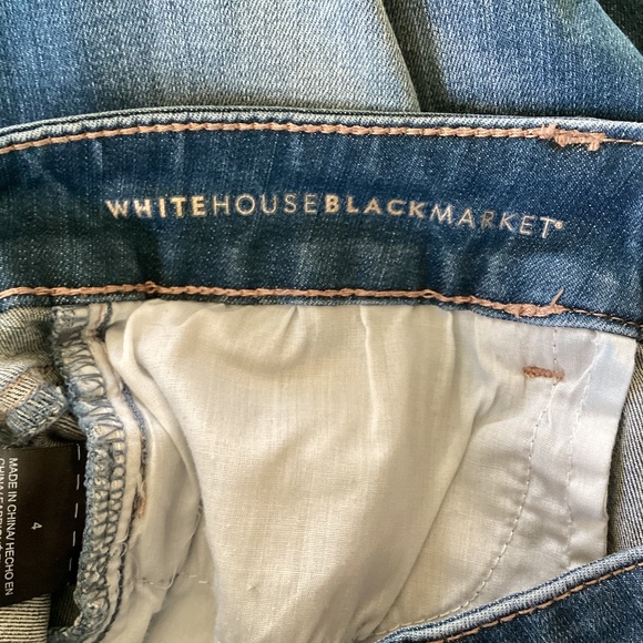 White House Black Market (WHBM) Embroidered Hem The Skinny Crop Jeans Boho - Picture 9 of 14